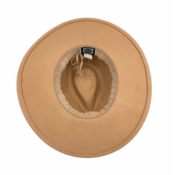 Scala Calista OS Wool Felt Wide Brim Velvet Ribbon Tie Tan Adjustable Fedora Hat main image 6